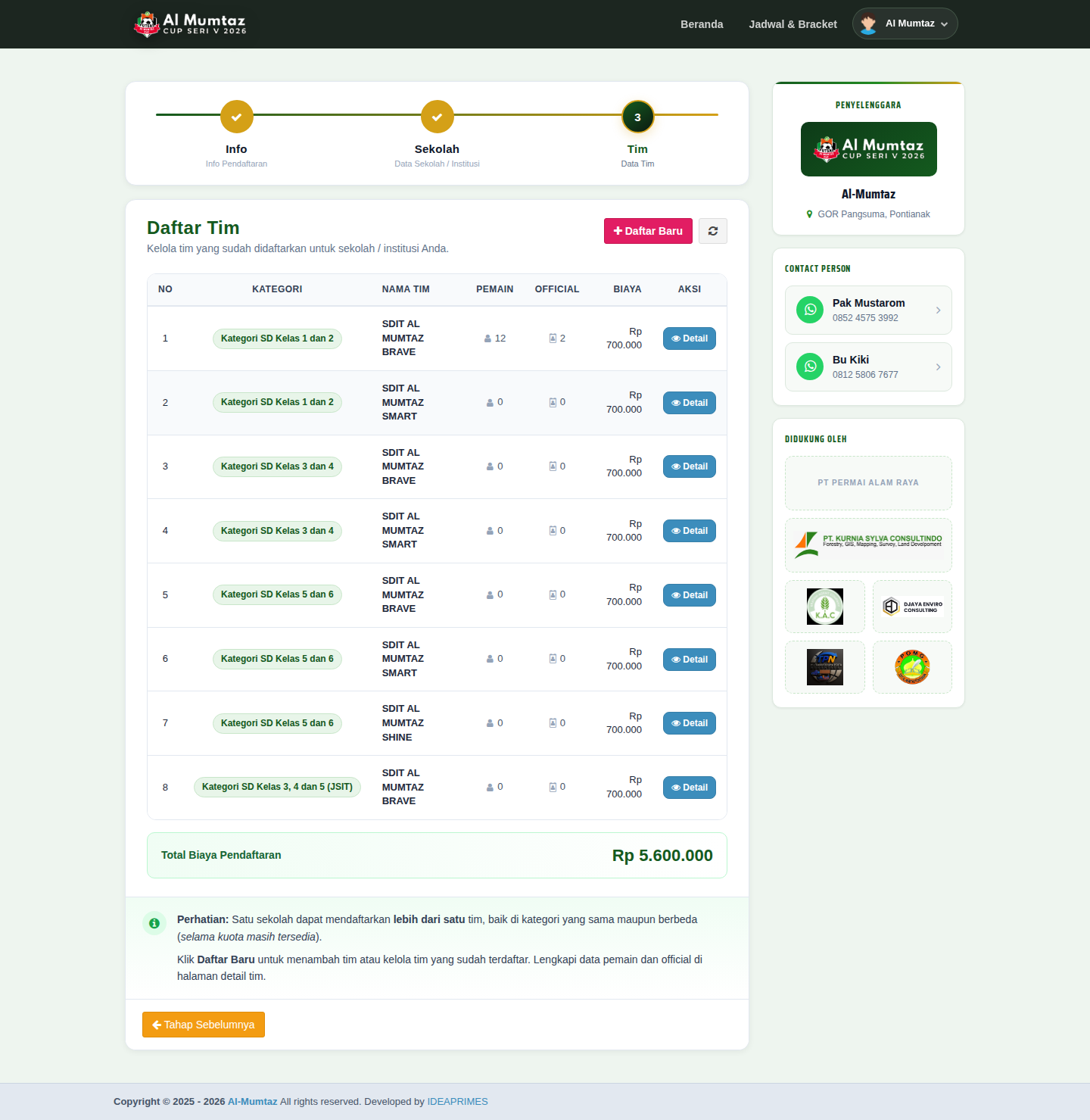 Daftar tim